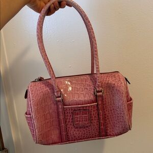Liz Claiborne Pink Croc-Embossed Satchel Handbag